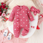 Heart Print Footed Onesie Set