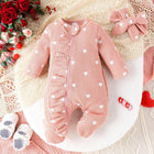 Heart Print Footed Onesie Set
