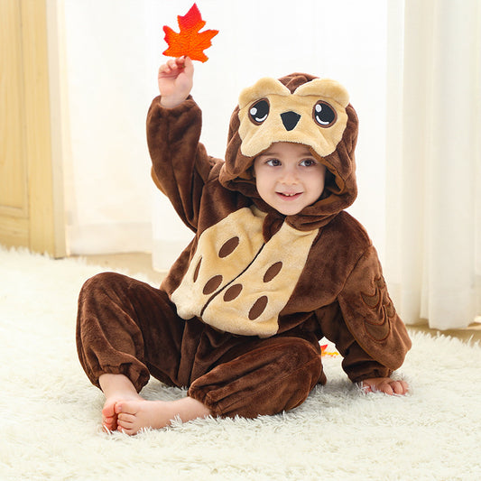Cozy Animal Flannel Baby Romper