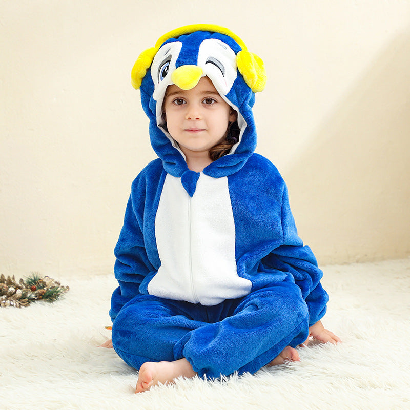 Cozy Animal Flannel Baby Romper