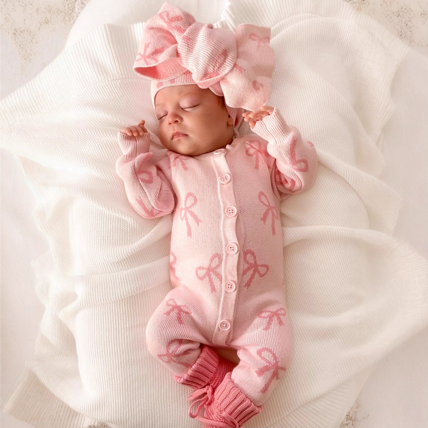 Bow Knit Baby Romper