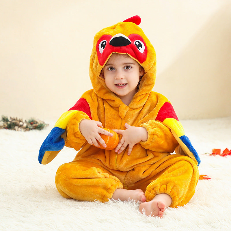 Cozy Animal Flannel Baby Romper