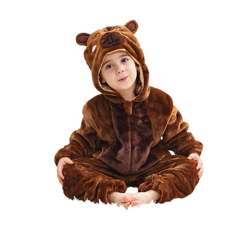 Cozy Animal Flannel Baby Romper