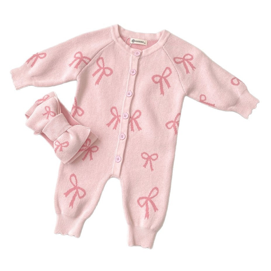 Bow Knit Baby Romper