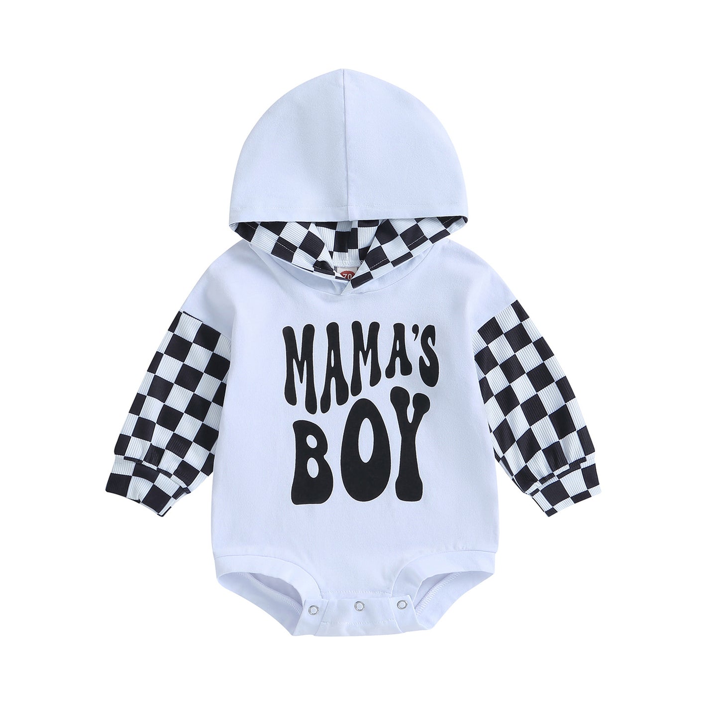 Cozy Plaid Hooded Baby Romper