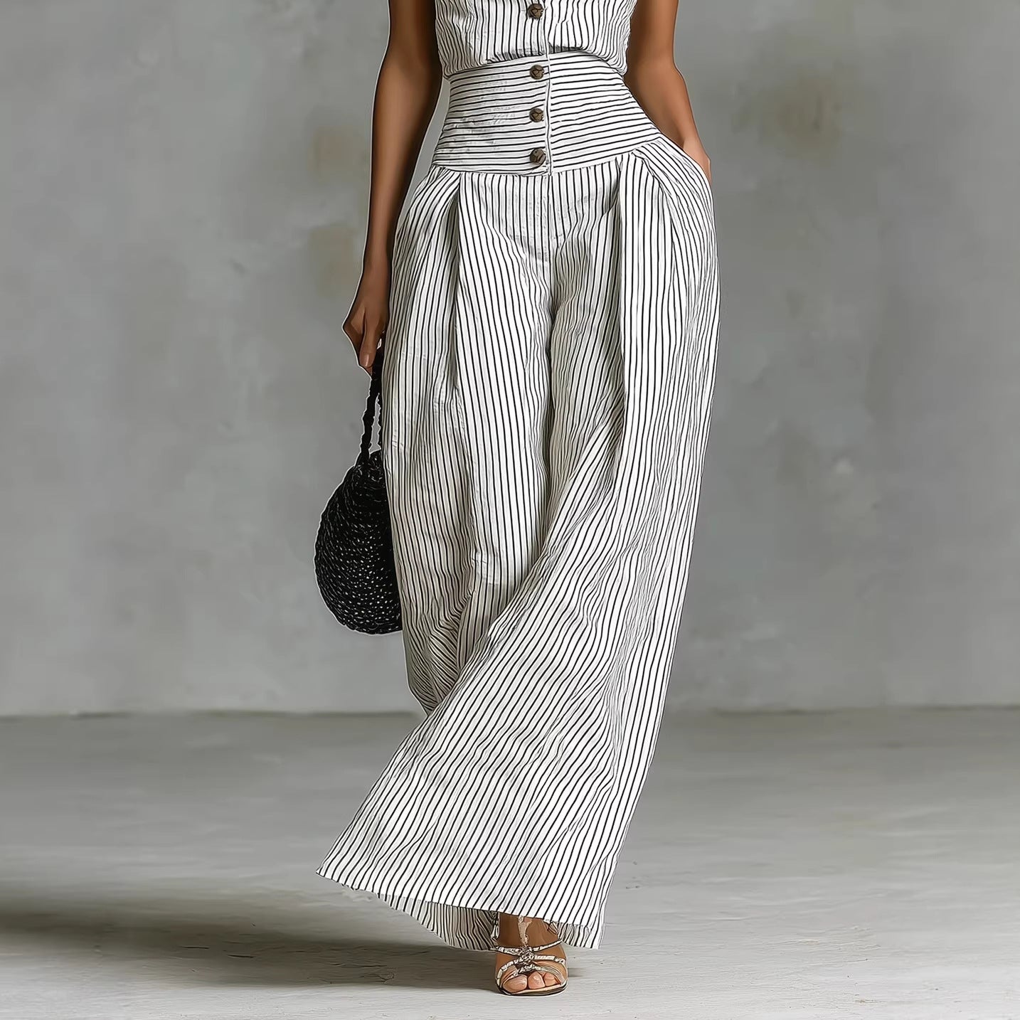 Button Front Sleeveless Jumpsuit