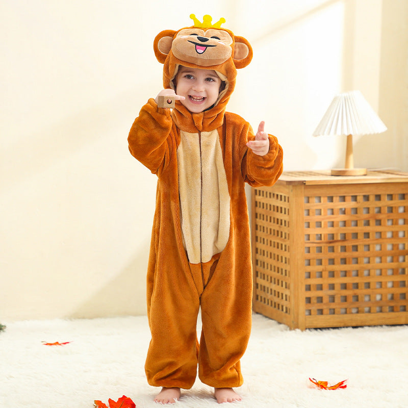 Cozy Animal Flannel Baby Romper