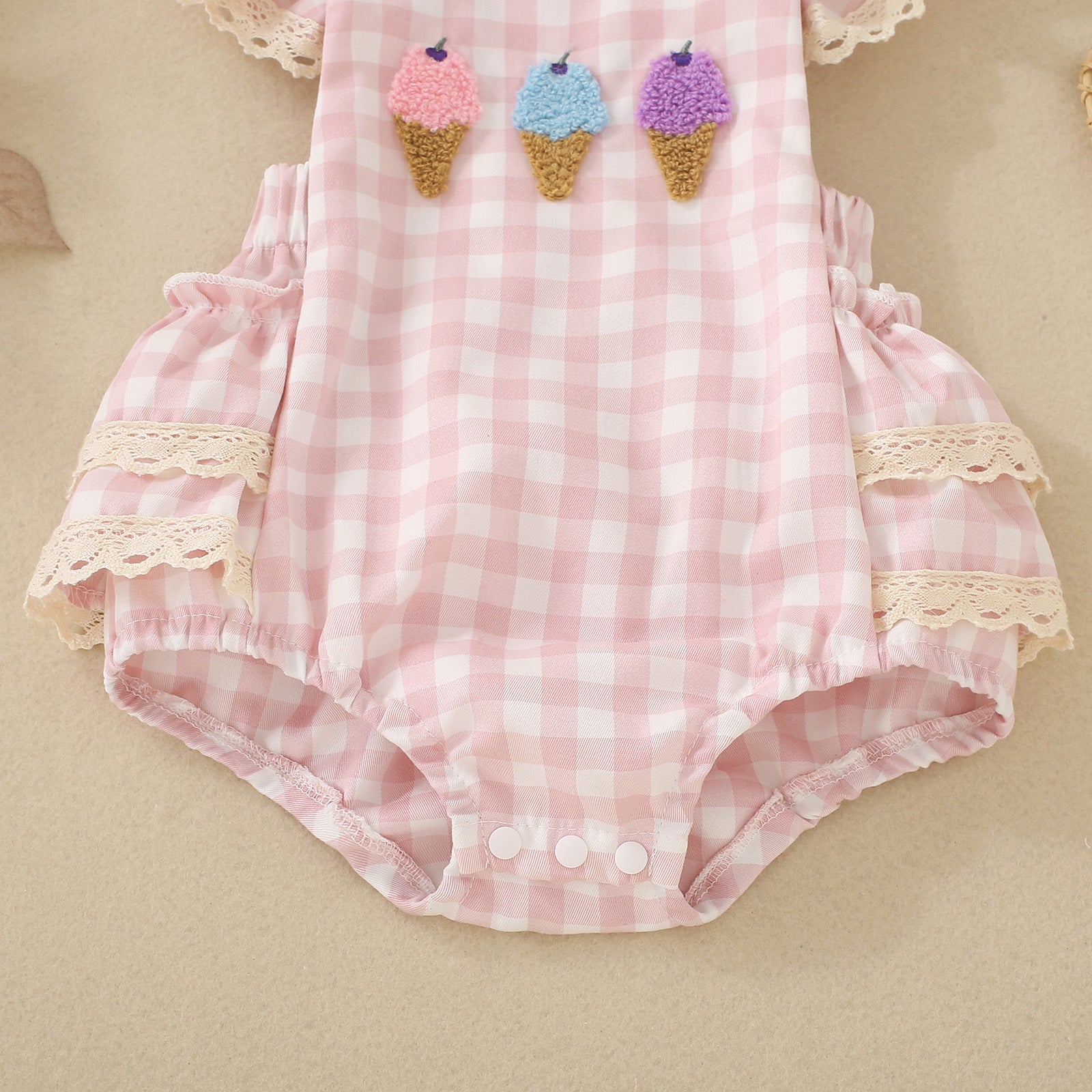 Plaid Strap Girls Romper