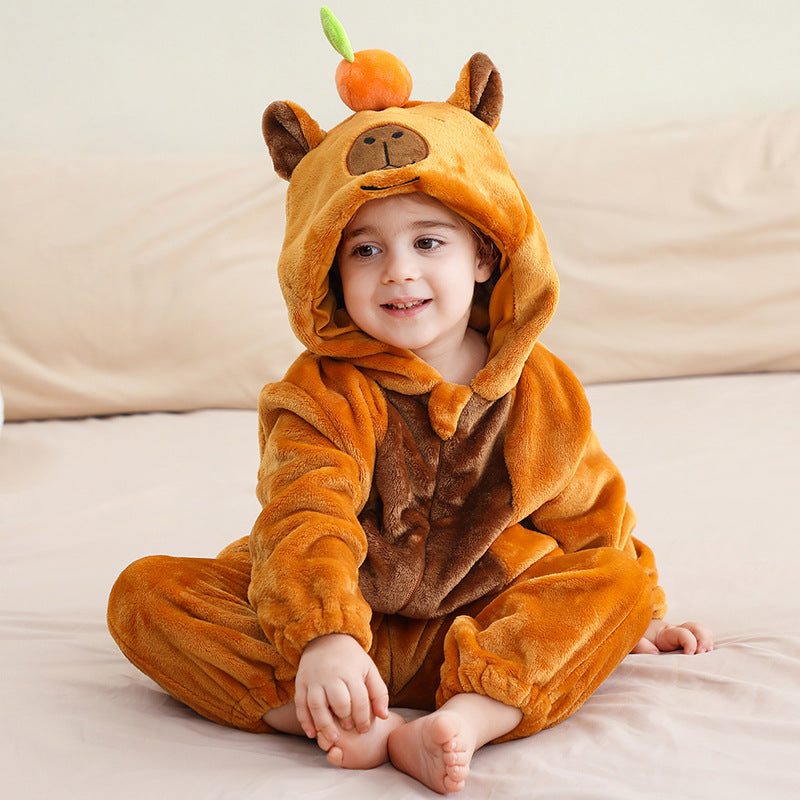 Cozy Animal Flannel Baby Romper